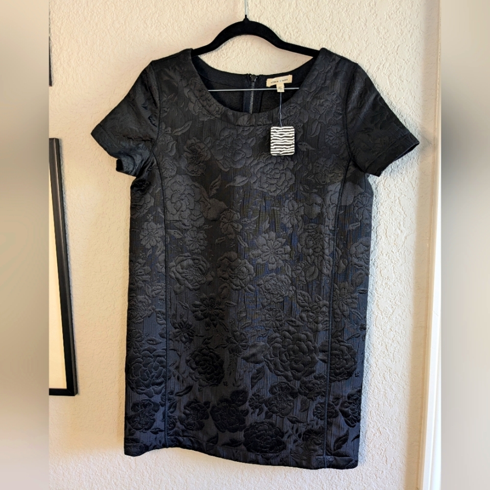 NWT UO Silence + Noise S Mini Shift Dress Quilted Roses Black Goth Grunge